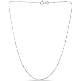 SEA OF ICE Sterling Silver 1mm Diamond-Cut Bar Station Rolo Chain Necklace For Women, Size 14" - 36" Italy