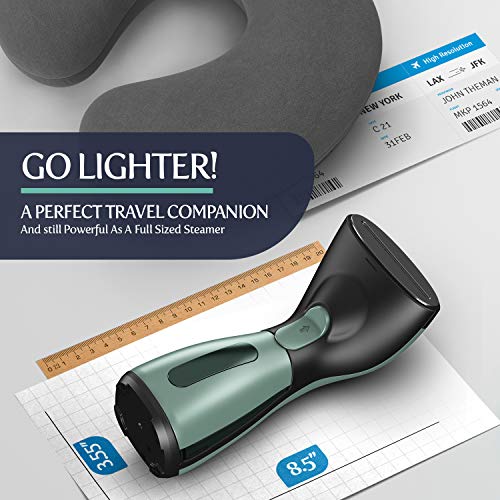 iSteam Steamer for Clothes [Luxury Edition] Powerful Dry Steam. Multi-Task: Fabric Wrinkle Remover- Clean- Refresh. Handheld Clothing Accessory. for All Kind of Garments. Home/Travel [MS208 Green] - Thumbnail 6
