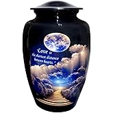 Urns for Human Ashes Adult Male & Female | Handcrafted Urns for Human Ashes Man/Women | Funeral Cremation Memorial Burial Decorative Urns | Moonlight Path to Heaven Design Large Urn 200 lbs 6x6x10 in