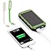 Solar Charger, Portable Power Bank 10000mAh Dual USB Battery Charger External Backup Power Pack for Cellphone Camera GPS Tablets and Other 5V USB Devices-Green