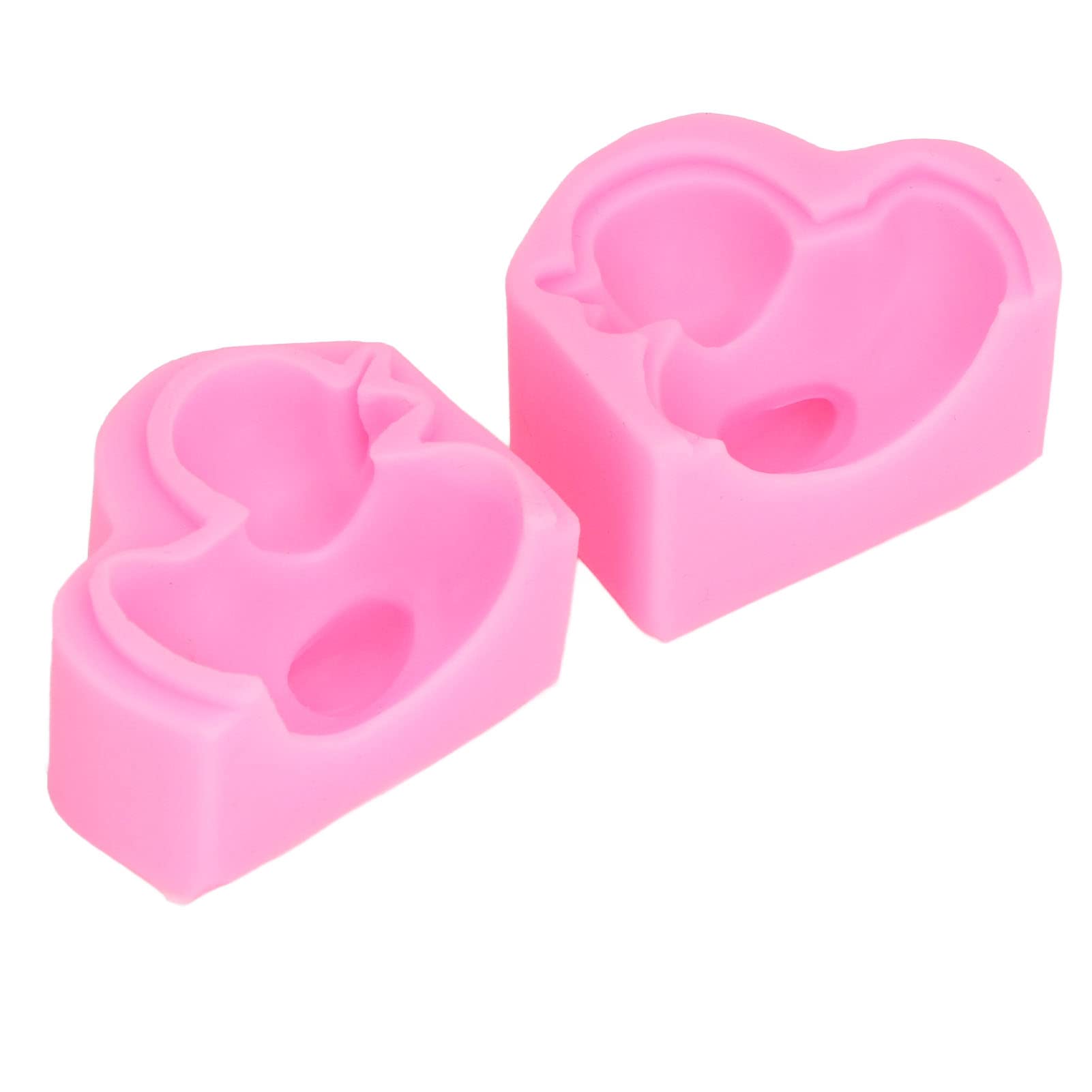Fondant Molds 2Pcs Silicone Upper and Lower Mold Handicraft Pink Cake Accessories Duck 3D Mousse Duck Shape Handicrafts Crafts Moldiness Fungus Chocolate Gooey Cake Dessert