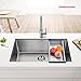 Stainless Steel Kitchen Sink Handmade Drop In Undermount Single Bowl 11G Sink Lip 18 G Basin with Drain Strainer, Grid, Basket, Soap Dispenser (30.2 inch)