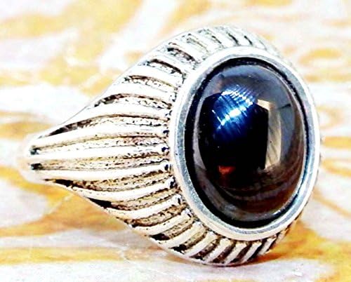 nice 925 sterling silver men ring natural BLACK agate aqeeq