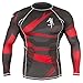 Hayabusa Metaru 47 Silver Long Sleeve BJJ Rash Guards (Black/Red, S)