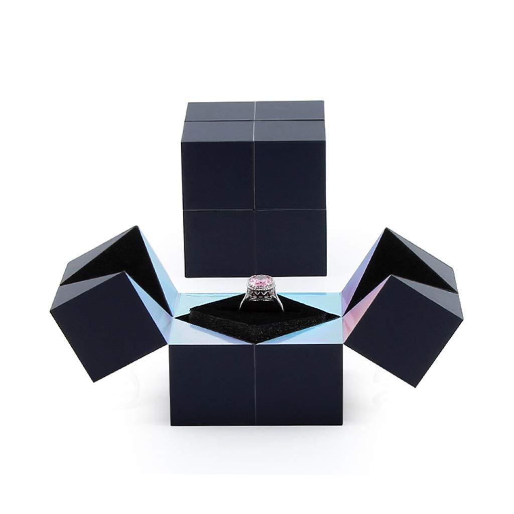 Toiletry Bags Creative Folding Ring Box Business Gift Jewelry Box Rubik's Jewelry Box Blue Cosmetic Bags