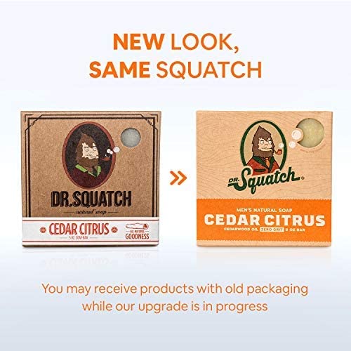 DR. SQUATCH DISCONTINUED ALL NATURAL BAR SOAP FOR MEN WITH ZERO GRIT, CEDAR CITRUS