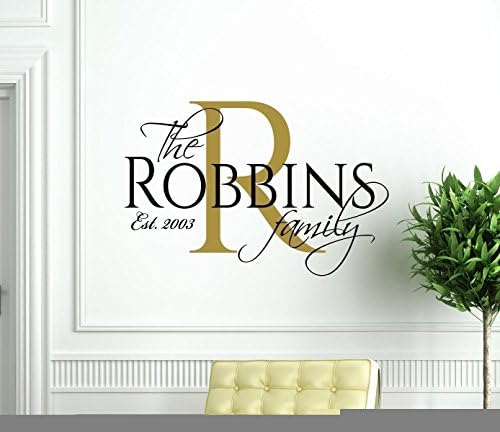 Family Name Wall Decal Vinyl Home Decor - Personalized Living Room Decoration - Elegant Multi-Color Wall Art Stickers with Established Year