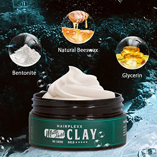 Hair Clay for Men Styling Product, Matte Finish Molding Hair Wax 2.8 Ounce, Strong Hold Light Smell No Shine