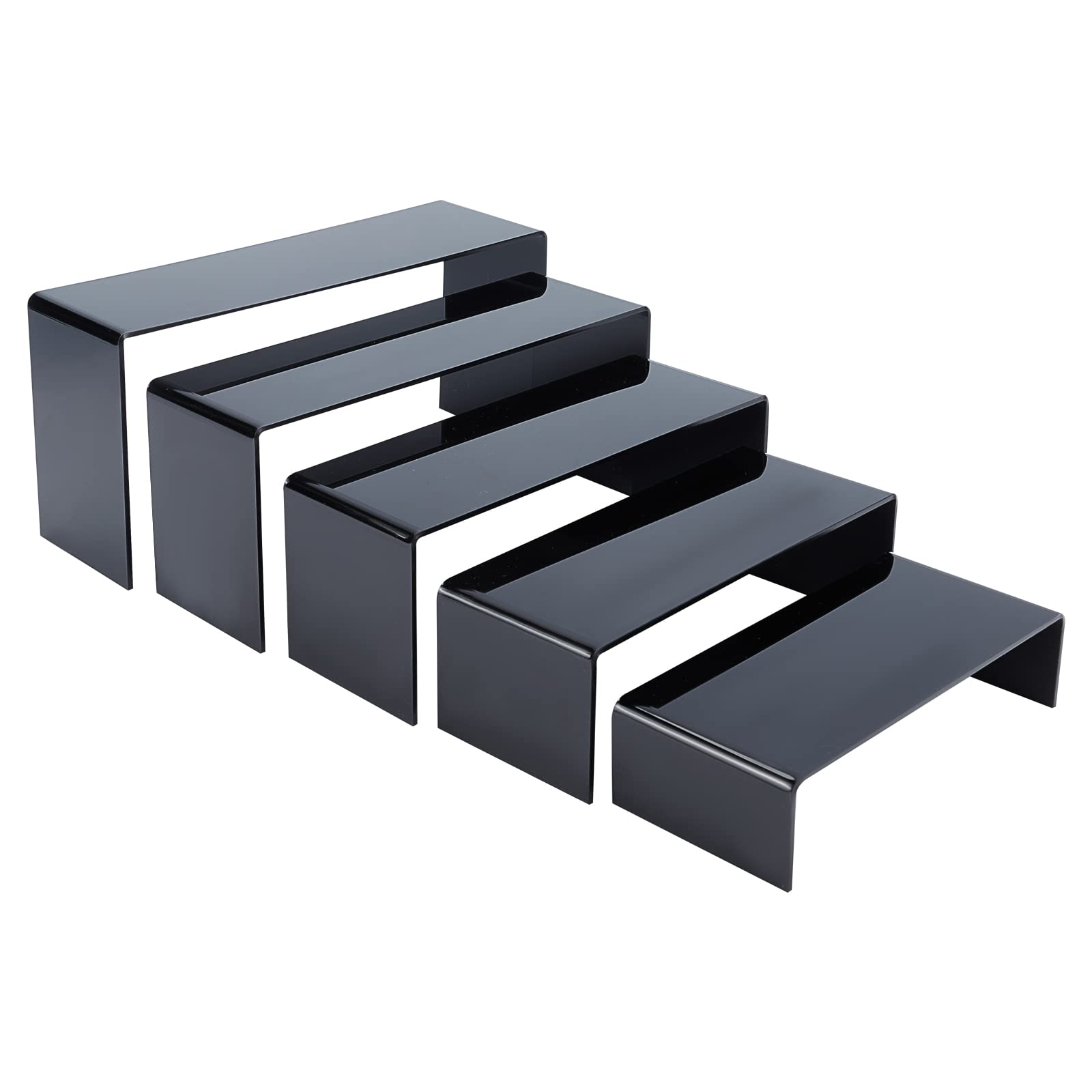 PH PandaHall 5 Sizes Large Display Riser Stands black Decorations Shelf Riser Acrylic Showcase Fixtures for Jewellery Cosmetics Dessert Cupcake Candy Treat Action Figure Display