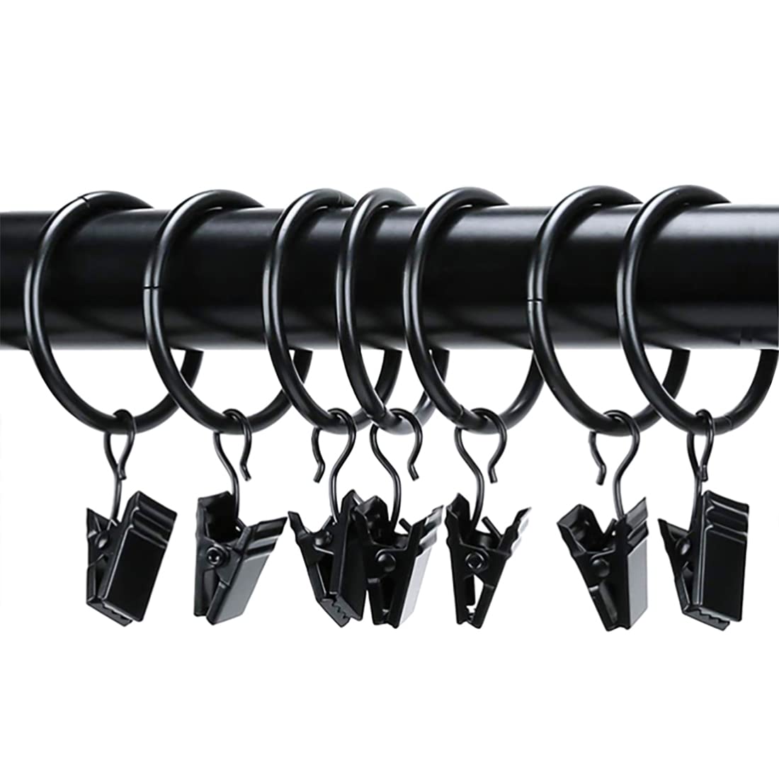 Concisea Pack of 40 Curtain Rings Clips Curtain Rings with Clip Metal Curtain Ring Clips Suitable for Hanging Curtains in Kitchen, Bathroom, Bedroom, Living Room, Balcony, etc