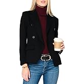 GIBSONLOOK Women's Double Breasted Blazer, Casual Work Wear, Fitted Blazer Jacket Open Front Long Sleeve Suit Jacket