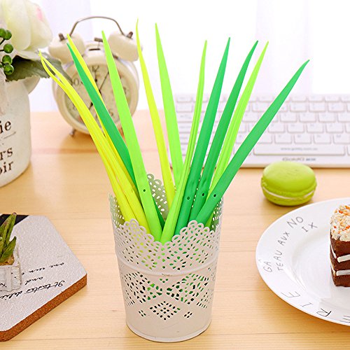 Aimyoo Pack of 30 Grass Shaped Ballpoint Black 0.5mm Gel Ink Rollerball Pen for School Home Office - Thumbnail 3