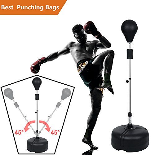 Reflex Bag Freestanding Punching Bag with Stand Heavy Speed Ball Boxing Release Fitness Trainer Adjustable Height 56.2-60.8 [US STOCK] (Black) - Thumbnail 7