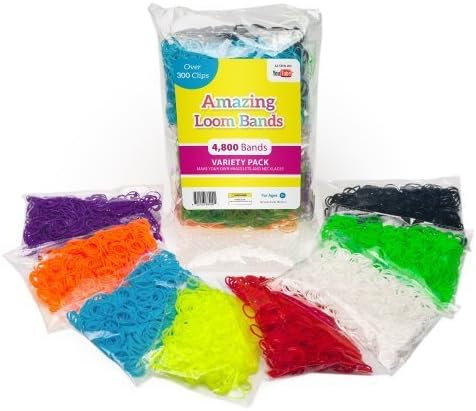 Amazing Loom Rubber Bands, 4,800 Pc Rubber Band Refill Mega Value Pack with 325 Clips, Colors May Vary (Compare to Twistz Bandz Bracelet Rubber Band) by Amazing Loom Bands