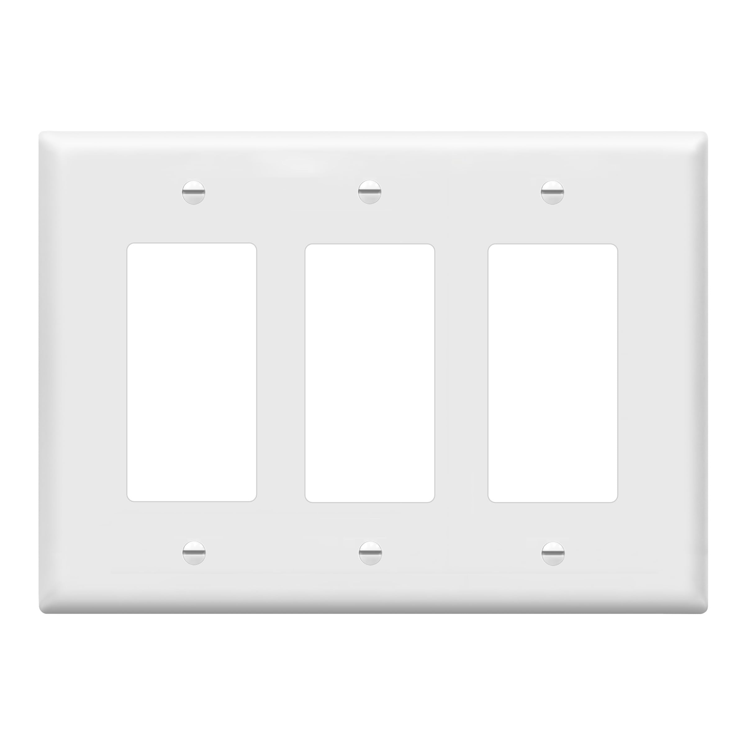 Photo 1 of ENERLITES Decorator Light Switch or Receptacle Outlet Wall Plate, Mid-Size 3-Gang 4.88" x 6.77", Polycarbonate Thermoplastic, UL Listed, 8833M-W, White