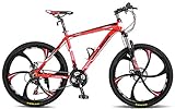Merax 26 Inch Aluminum 21 Speed Mg Alloy Wheel Mountain Bike - Passion Black / Red