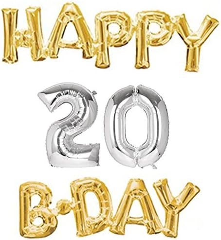 StarParty "Happy B-Day" Phrase & Number Bunch Foil Balloon (Happy 20 B-Day)