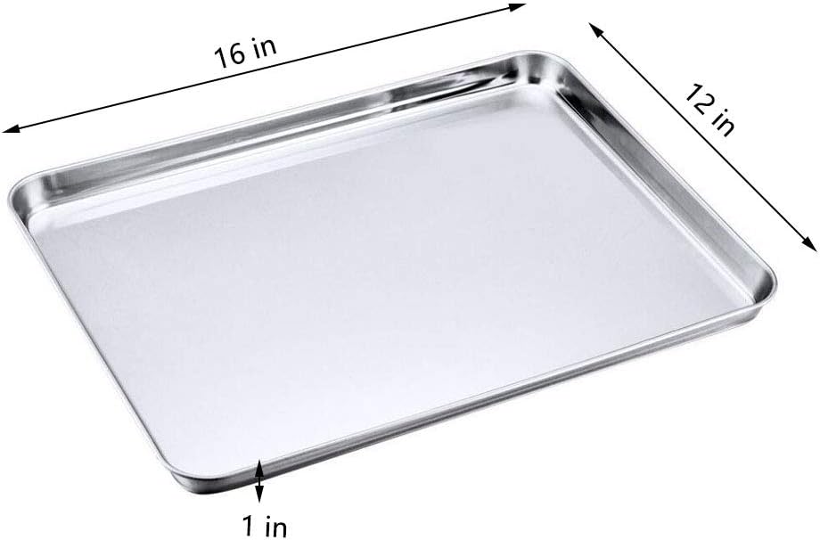 Baking Sheet With Cooling Rack Set - (16” x 12” Pan / 15.2” x 11.2” Rack), Non Toxic & Healthy, Rust Free & Dishwasher Safe - 4 Pieces (2 Pans + 2 Racks): Kitchen & Dining