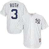 Babe Ruth New York Yankees White Youth Cool Base Cooperstown Home Replica Jersey