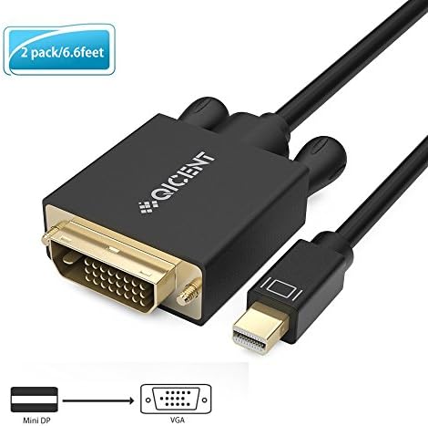 Thunderbolt to VGA Male Cable Adapter 6.6ft for Video PC or Monitor 2 Pack - Black