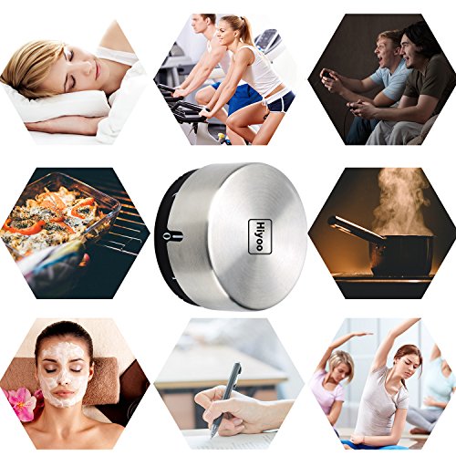 image for Hiyoo Mechanical Kitchen Timer Manual Stainless Steel Magnetic Timer w