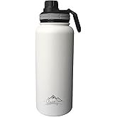 ChantikPeak Vacuum flask, Insulated Outdoor Water Bottle, double wall 18/8 Stainless Steel, Wide Mouth hydration bottle with pop-up straw (Ivory Cloud, 32oz)