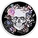 Sleepwish Skull Round Beach Towel Blanket Skeleton Flower Roundie Beach Blanket Line Art Roundie Beach Blanket (Pink Rose, 60