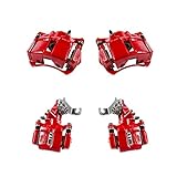 CCK01265 FRONT + REAR [ 4 ] Performance Grade Semi-Loaded Powder Coated Red Caliper Assembly Set Kit