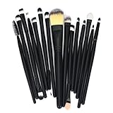 KissU 15pcs Makeup Brush Set tools Make-up Toiletry Kit Wool Make Up Brush Set (Black)
