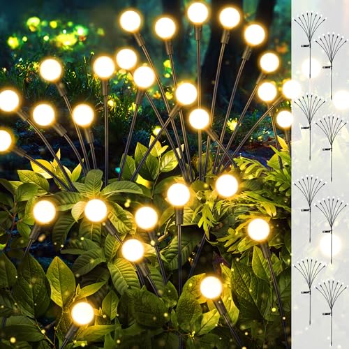 iBaycon 8 Pack Solar Garden Lights, Solar Firefly Lights Outdoor Waterproof, 2 Lighting Modes Solar Swaying Light for Garden Yard Patio Pathway Decorations (Warm White)