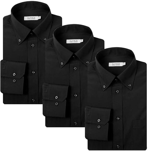 Amazon Co Jp アトリエサンロクゴ 黒ワイシャツ 長袖シャツ 3枚セット メンズ Yシャツブラック 無地 ワイシャツ 飲食店 制服 服 ファッション小物