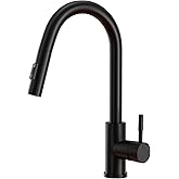 Modern Pull Down Kitchen Faucet Solid Brass Single Handle Black Kitchen Sink Faucet with Pull Out Sprayer