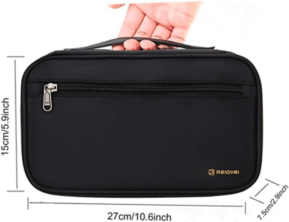 Professional Cosmetic Case Makeup Brush Organizer Makeup Artist Case with Belt Strap Holder Multi functional Cosmetic Bag Makeup Handbag for Travel & Home Gift (Black) : Beauty
