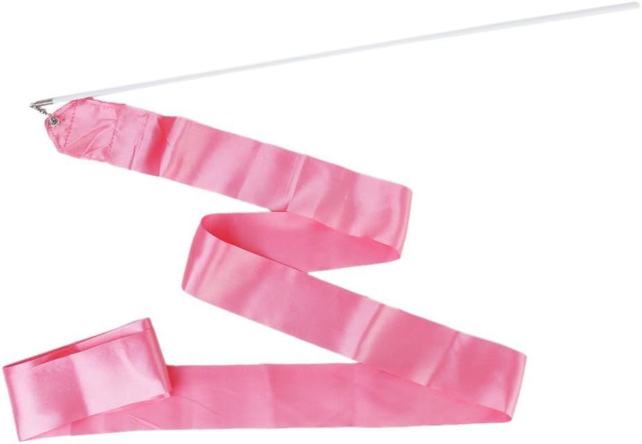 Gym Dance Ribbon Rhythmic Gymnastic Streamer Rod Baton Twirling Chinese New Year Party - Pink