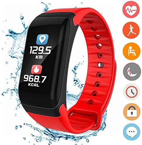 CanMixs Fitness Tracker Wristband Colorful, CM01 Smart Wristband IPS Colorful Touch Screen Fitness Tracker BT 4.0 Smart Band/Watchband Heart Rate Blood Smart Bracelet/Watch (Red)