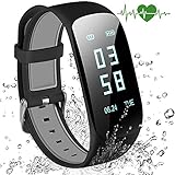 Fitness Tracker, Abandship Fitness Tracker Watch with Slim Touch Screen and Wristbands, Wearable Activity Tracker as Pedometer Sleep Monitor for Android and iOS (Black)