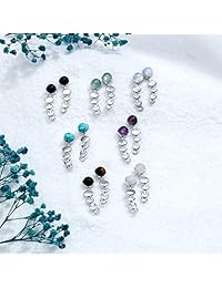 Pendientes de piedra natural con diseño de luna, para bodas y novias, con piedra semipreciosa