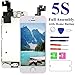Nroech Screen Replacement for iPhone 5S (White), Full Assembly with Front Camera, Ear Speaker, Facing Proximity Sensor, Home Button Pre-assembled, Repair Tools and Tempered Glass Screen Protector