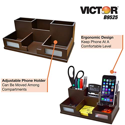 Victor Desk Organizer with Smart Phone Holder, Mocha Brown, B9525