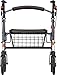 NOVA Medical Products Mini Mack Bariatric Rollator Walker, 400 lb Weight Capacity, Heavy Duty with Extra Wide Seat, 19.5” Seat Height, Blue