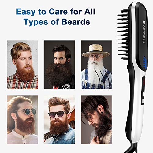 Beard Straightener for Men Ionic hair straightener with LED Display Beard/Hair Straightening Heat Brush with Anti-Scald Feature Portable Beard Straightener Comb For Home & Travel - Thumbnail 5