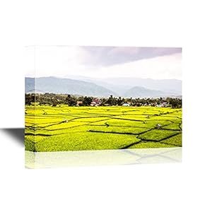 Landscape Canvas Wall Art - Yellow Rape Flower Field in Spring - Gallery Wrap Modern Home Art | Ready to Hang - 12x18 inches