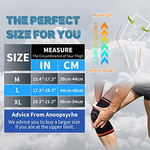 Anoopsyche Ginocchiera Ortopedica Sportiva Compressione Ginocchio, Tutore Ginocchio Legamenti Menisco artrite, tendinite, corsa, squat, sport (XL, arancia)