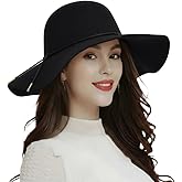 ASSQI Women's 100% Wool Foldable Wide Brim Retro Fedora Floppy Felt Bowler Hat