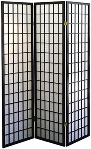 Black Asian Furniture Style Screen Room Decor 3-Panel Divider