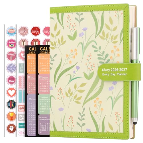 Mljtoyo 2026-2027 Academic Planner A5 Page A Day Planner Soft Cover Organizer Daily Planner July 2025 - June 2026, A5 Daily Planner with Pen, Stickers, Back Pocket, 3