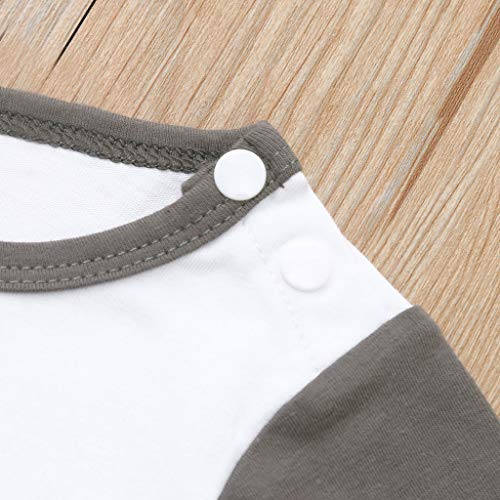 NUWFOR Newborn Infant Kids Baby Boys Outfits Letter Print Romper Jumpsuit+Pants+Hat Set(Gray,6-12 Months) - Thumbnail 3