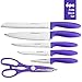 Kitch N' Wares Knife Set Stainless Steel - 6 Piece Purple Knife Set - for Easy Cutting and Carving - Great for Use in Cooking at Home and Commercial Kitchen