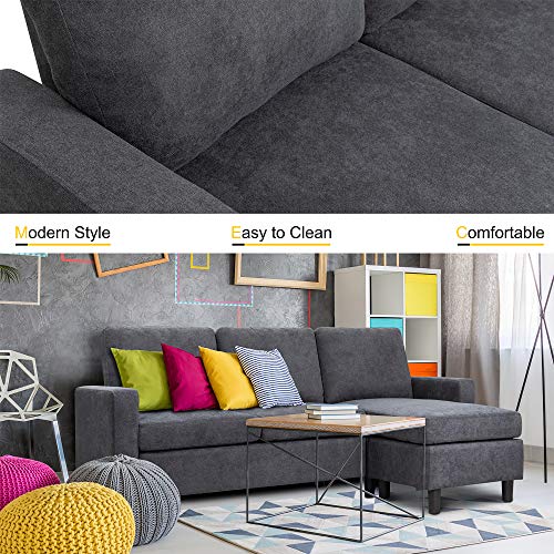 Walsunny Convertible Sectional Sofa Couch with Reversible Chaise, L