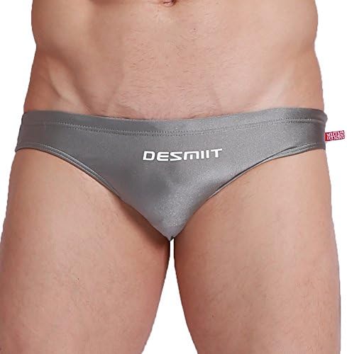 Aucou Men's Swim Briefs Beach Shorts Swimming Suits Sexy Bikini( Grey US L )